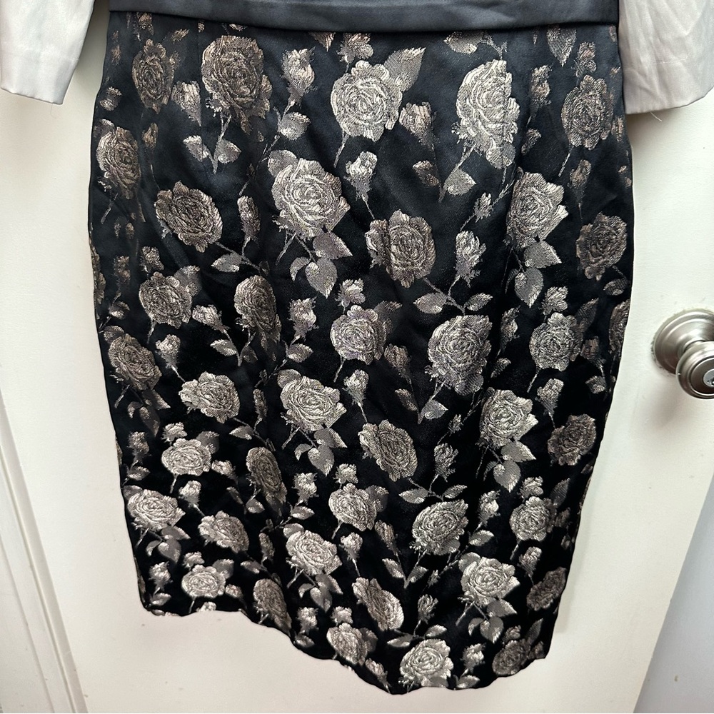 Eliza J Silver and Black Floral Cocktail Dress - Picture 3 of 13